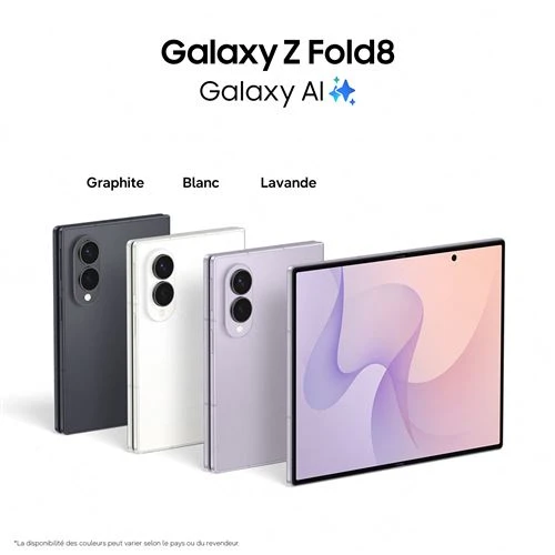Samsung Galaxy Z Fold8 5G Double SIM (256 Go | 512 Go | 1 To) – Lavande, Graphite et Blanc